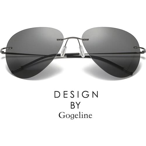 Rimless Polarized Sunglasses Men Aviation Ultralight Titanium Arms Eyewear Polarize Women Brand Designer Polaroid super Light