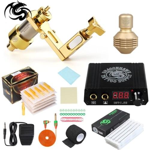 Dragonhawk Adjustable Direct Drive Tattoo Rotary Machine with LCD Mini Power Supplies Permanent Makeup Machine Accessories kit