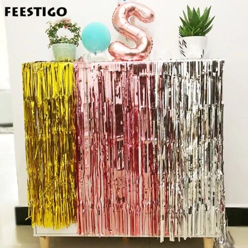 1/2/3M Rose Gold Foil Curtain Wedding Backdrop Tinsel Curtain Photo Booth Backdrop Fringe Foil Curtain Birthday Party Decoration