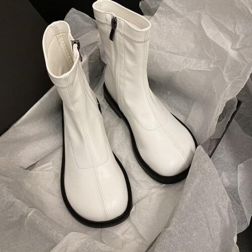 Zipper High-top Chelsea Female Martin Boots Concise Designer Women Boot Tabi Personality Flat Ankle Boots Super Star Winter Shoe