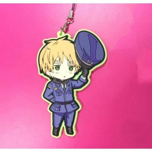 1pcs Axis Power Hetalia Anime keychain Feliciano Vargas Ludwig Honda Jones llavero Rubber strap/phone charms G89