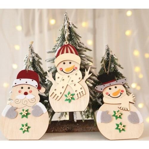 1PC Christmas Ornament Wooden Pendant Old Man Snowman Christmas Tree Bell Christmas Ornament Family Party New Year Navidad2021
