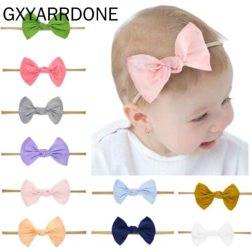 2020 Baby Girl Headband Infant Solid Color Nylon Stretch Hairband Kids Big Bowknot Headwear Accessories Faixa Cabelo Para Bebe