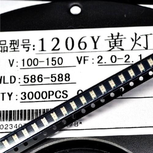3000PCS/LOT 1206 yellow SMD LED bright yellow light-emitting diodes 3216