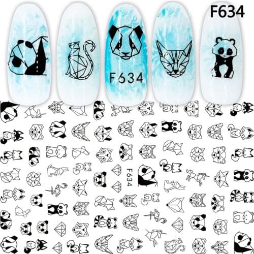3D Nail Sticker Geometric Panda Wolf Unicorn Nail Art Decorations Animal Design Nails Accessories Foil Manicure Stickers