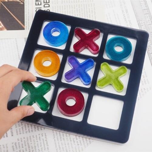 4 Pack Tic Tac Toe Game Board and X O Silicone Molds Set Epoxy Resin Craft Molds F3MF