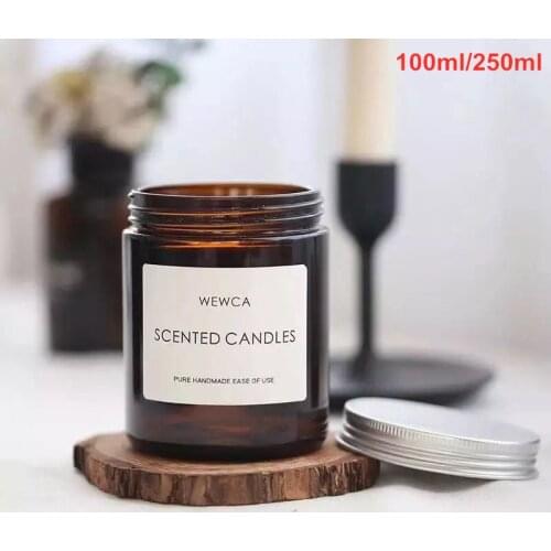 60 X Brown Aromatherapy Candle Jars DIY Making Cup 100ml/250ml Candle Cup Container Aromatherapy Candles Glass Jars