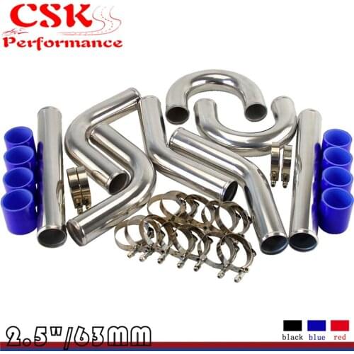 2.5" Inches 63mm Turbo/Supercharger Intercooler Polish Pipe Piping 8Pcs Kit