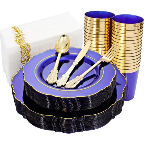 85Pcs Disposable Banquet Tableware Transparent Plastic Plate Silverware Cup Napkin Set High-end Wedding Birthday Party Supplies