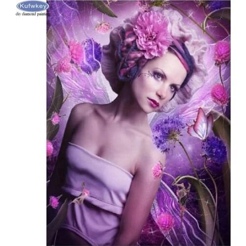 New 5D crystal Round diamond painting butterfly beauty girl diamond painting embroidery Home Decor diamond mosaic painting decor