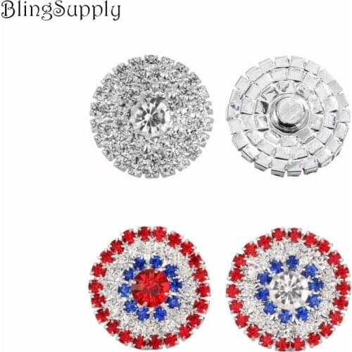 Free shipping 50PCS 25mm flatback rhinestone button(BTN-5607)