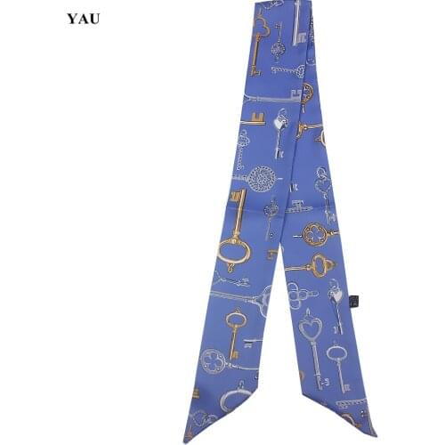 Free Shipping 95cm*5cm Key Printed Small Scarf Women Twill Silk Scarf Headband Long Scarves Bag Accessories Ribbon Hot Selling
