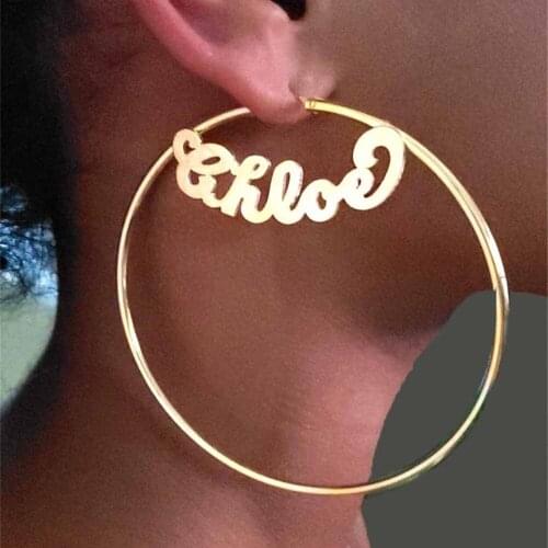 Noelia Custom Name Earrings Big Round Hoop Earrings Personalized Letter Jewelry Stainless Steel Fashion Gift for Women