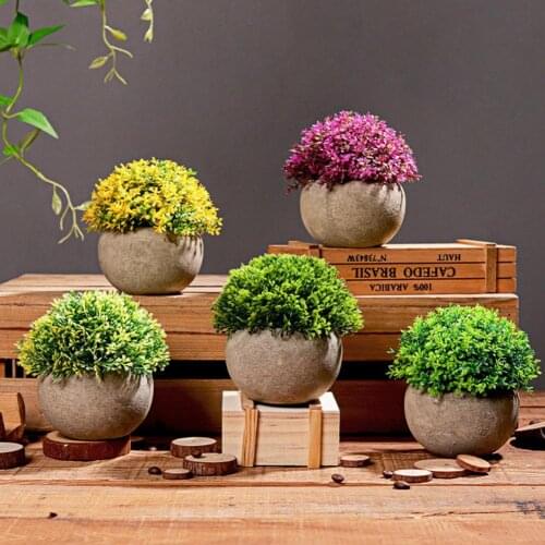 Simulation Potted Fresh Home Decoration Plastic Rural Grass Ball Fake Bonsai for Idyllic Fresh Grass Simulation Potted Plant