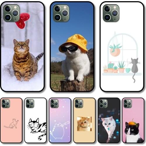 Beautiful cat Phone Case cover For iphone 12 pro max 11 8 7 6 s XR PLUS X XS SE 2020 mini black cell shell