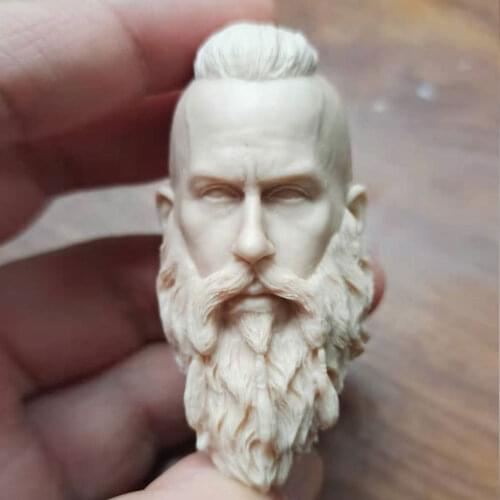 Hot Sales 1/6th Male Viking Man Head Sculpture White Unpainted Model For Usual 12 inch Doll Collect