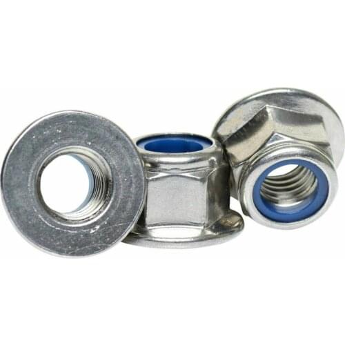 M6 M8 M10 Hex Flange Nylon Insert Lock Nut 316 Stainless Steel DIN6923 Hexagon Flange Self-locking Nylock Locknut