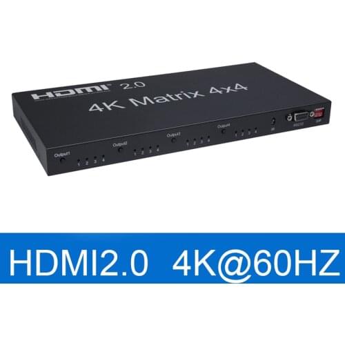 2.0 HDMI Matrix 4x4 4K@60Hz(RGB/YUV 4:4:4)Switch Splitter 4 in 4 out control through RS232 or IR remote HDMI Switcher