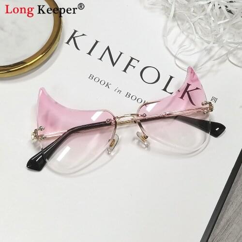 Fashion Unique Rimless Drop Shape Sunglasses Women Vintage Clear Ocean Lens Eyewear Men Irregular Sun Glasses Cuting Goggles