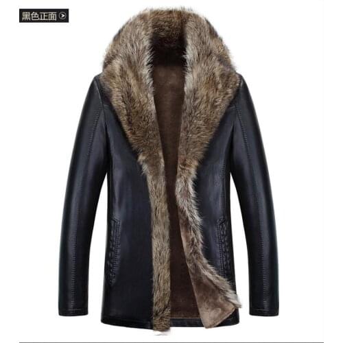 S-4XL fur mens leather jacket winter 2019 new fashion Genuine Leather 100% overcoats Hot motorcycle jacket thick warm MA025