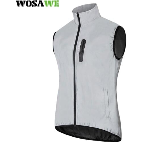 WOSAWE Mens Reflective Safety Cycling Vest MTB Lightweight Water repellent Windproof Vest Mesh Sleeveless Jacket Running Vest