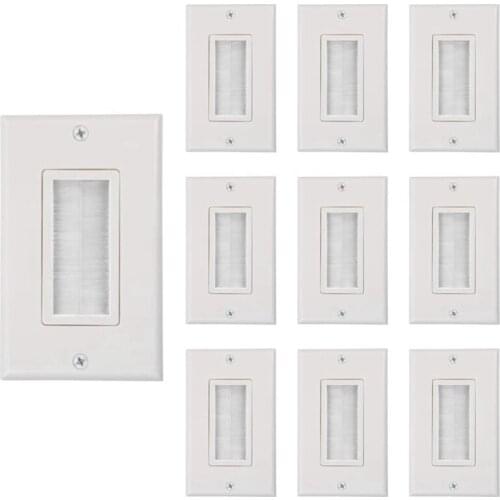 Brush Wall Plate,Decora Style, Cable Pass Through Insert For Wires, Single Gang Cable Access Strap,Wall Socke