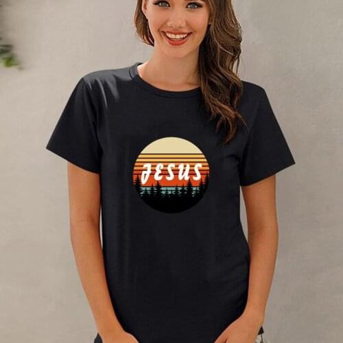 New Style Jesus Vintage Retro Sunset-Christian T Shirt Jesus Washed Away My Sin 1 John 19 Printed Cotton Tops Loose Fashion Tee