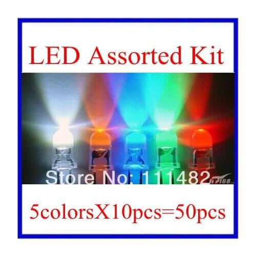 3MM LED light emitting diode package each10pcs=50pcs LED Package Red white green blue yellow (orange) in stock