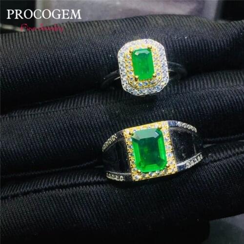 PROCOGEM Natural Emerald Rings for Women Men Lovers Wedding rings Engagement Ring Gifts Real Gemstone Sterling 925 silver #767