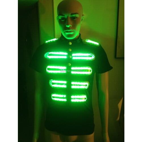 RGB Remote control colorful led suit for dance performace Led stage clothes Luminous Glowing Suits LED T-shirt Event Supplies