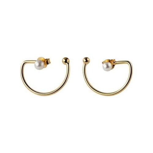 Silver Earrings 100% 925 Sterling Silver Stud Earrings with Pearl