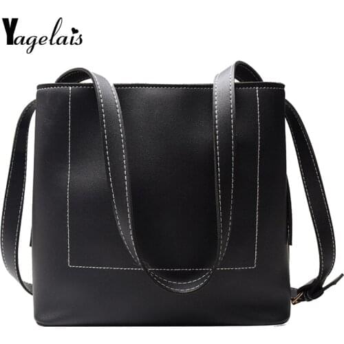 PU Leather bucket bags Simple Double strap female shoulder bags For Women Messenger Bags Lady All-Purpose Shopping tote