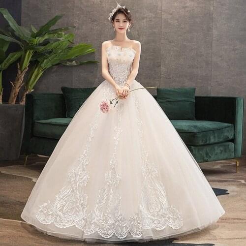 Wedding Dress 2021 Luxury Strapless Wedding Gown Lace Up Ball Gown Princess Luxury Lace Vestido De Noiva Plus Size