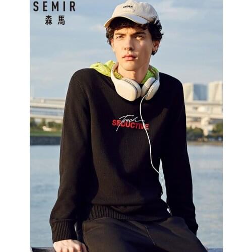 SEMIR Sweater men 2020 new spring sweater round neck pullover shirt-trend letters light blue sweater