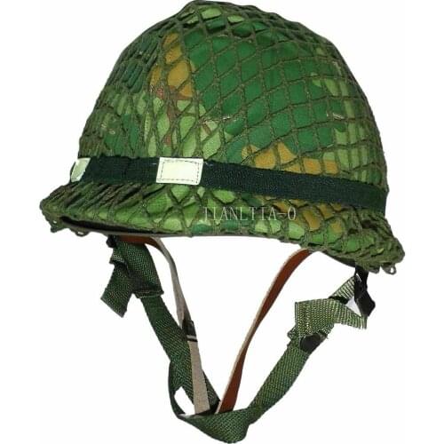 VIETNAM WAR ERA US ARMY M1 COMBAT HELMET WITH MITCHELL COVER NET ELASTIC BAND OUTDOOR MILITARY WW2
