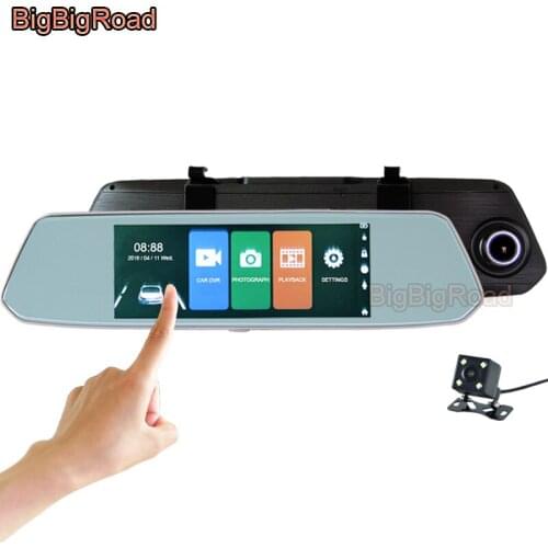 BigBigRoad For Opel astra insignia vectra mokka corsa zafira meriva Car DVR 7 Inch Touch Screen Rear View Mirror Dash Cam Camera