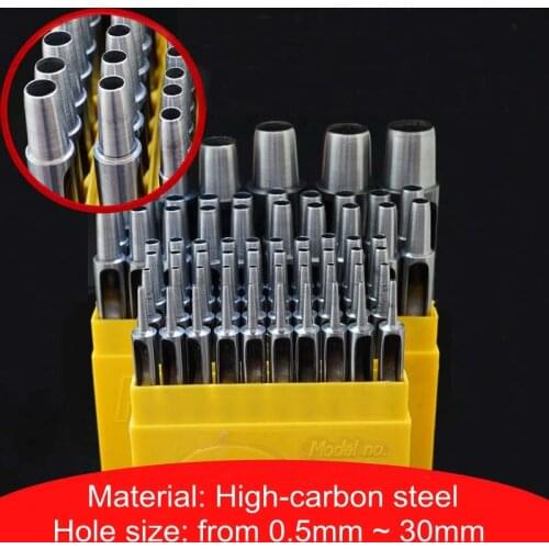 0.5-30mm High Quality Purse Strap Belt High-carbon steel Punch Eyelet Hole Punch Hollow Drilling Tool,Leather Cutting Tools