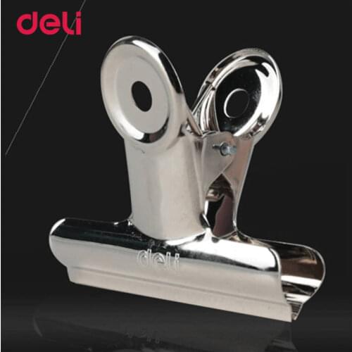 Metal Paper Binder Grip Deli Clips Normal Circule Shape Office Tool 64mm Size 6 Pcs A Set Standard Stainless Steel Silver Clips