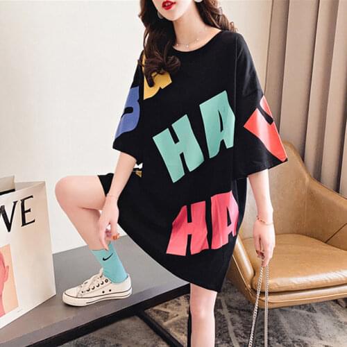2021 New Large Size Women Summer Length T-shirt Half Sleeve loose Comfortable T-shirt Fashion Summer Short Sleeves