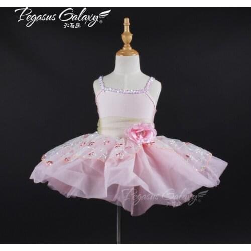 2018 Pink Flower Top Ballet Tutu Dresses Women Princess Ballet Dance Performance Dress for Girl Professional Tutu Dress B-6317