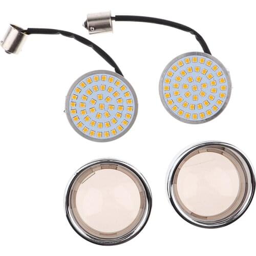 1 Pair Motorcycle 2 Inch Style White & Amber 1156 LED Turn Signal Light