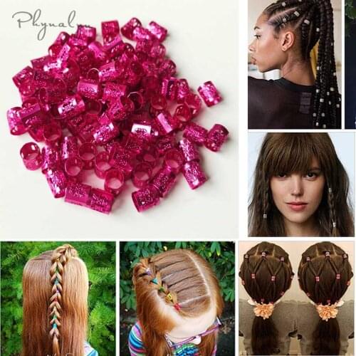 100 Pcs/Lot Dreadlocks Beads Adjustable Hair Braid Rings Metal Hair Cuffs Clips Tubes for Hair Styling Accessories Tools