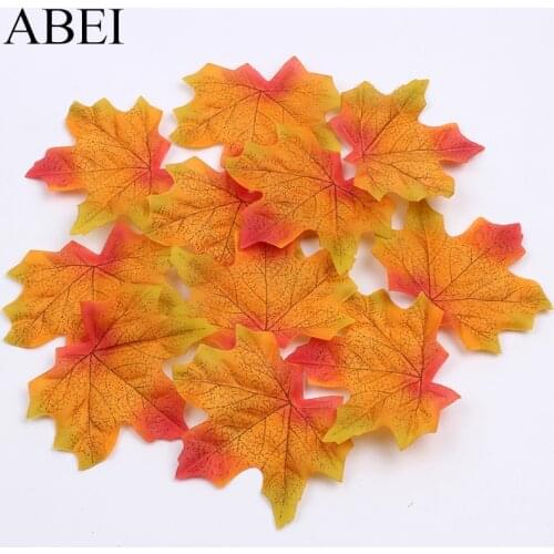 100pcs/lot Maple Leaf Artificial Silk Flower Leaves for Christmas Wedding Party Home Decoration DIY Handicraft Fake Leaf