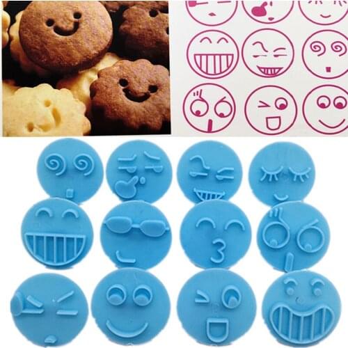 13PCS Biscuit Mould Cute Expression Biscuit Cutter Mold DIY Plastic Cookie Stamping Die Fondant Cake Mold Set For Kitchen
