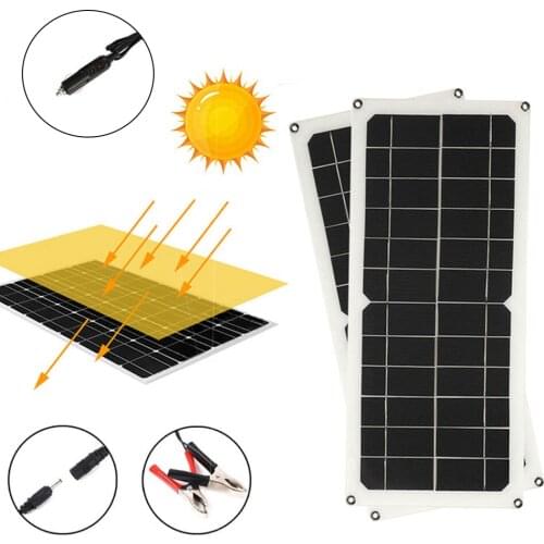 Car EVA + PET Monocrystaline Solar Panel USB Charger Kit with 10A Solar Controller Cables Panel IP65 Waterproof with 4x Eyelet