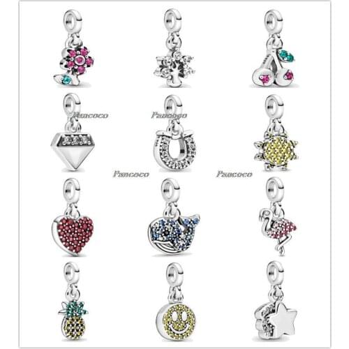 Authentic 925 Sterling Silver My Love Smile Flamingo Girl Pride Whale Me Charms Bead Fit Pandora Bracelet & Necklace Jewelry