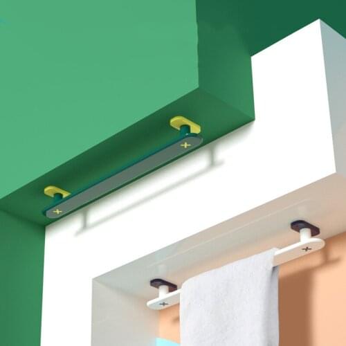 Bathroom Towel Holder Without Drilling Shoe-shelf Hallway Wall Horizontal Bar White Rack Home and Bath Gadgets Accessory Kitchen
