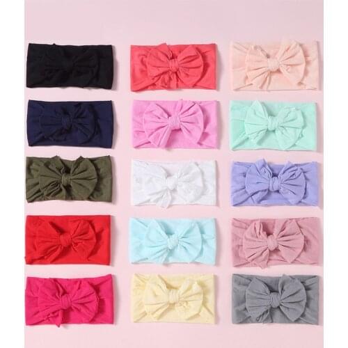 Baby Girls Headband Big Bow Hair Band Kids Solid Color Head Wrap Bebe Turban Infant Hair Accessories Spring Newborn Photo Props