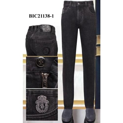 BILLIONAIRE Jeans Cowhide winter thick men 2020 new cotton Business casual embroidery high quality big size 31-40 Comfortable