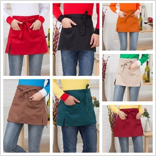 Short Waist Apron For Cafe Waiters Waitresses Hotels Restaurant Uniforms Aprons Kitchen Cooking Cleaning Aprons Fartuch Kuchenny